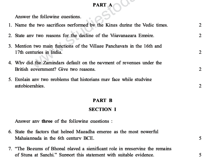 Cbse Class History Sample Paper Set B